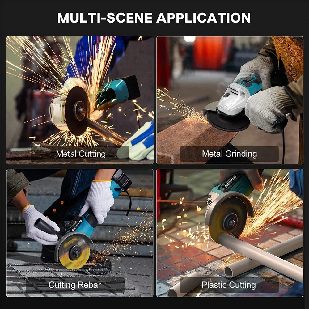 125mm Brushless Angle Grinder 3 Speed Polishing Cutting Machine Cordless Electric Angle Grinder Power Tool for Makita Battery