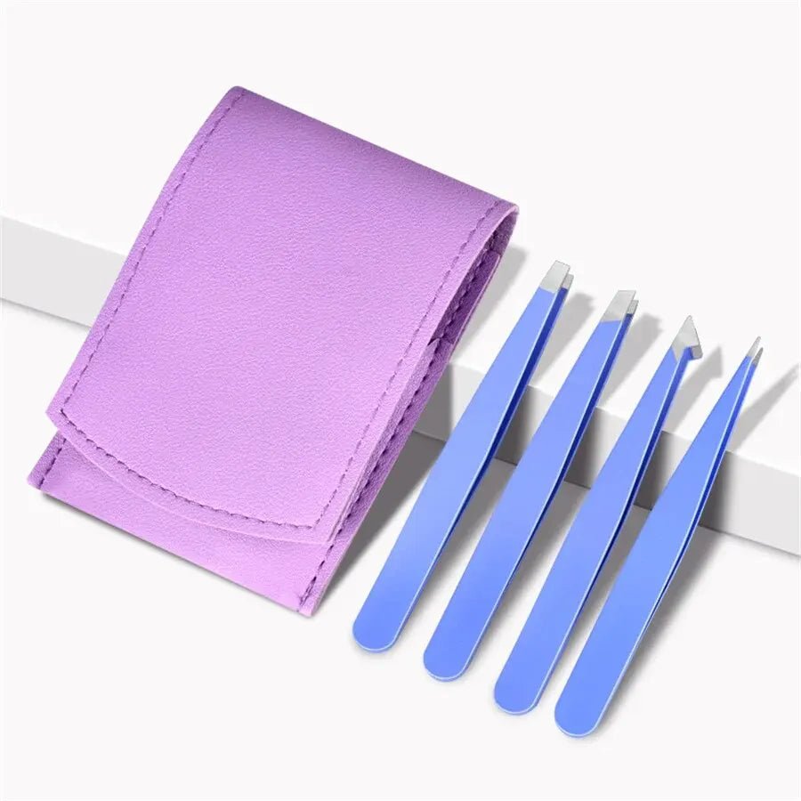 4 PCS Stainless Steel Eyebrow Clippers Set Hair Removal Forceps Oblique And Straight Mouth Eyebrow Trimming Clip Beauty Tool