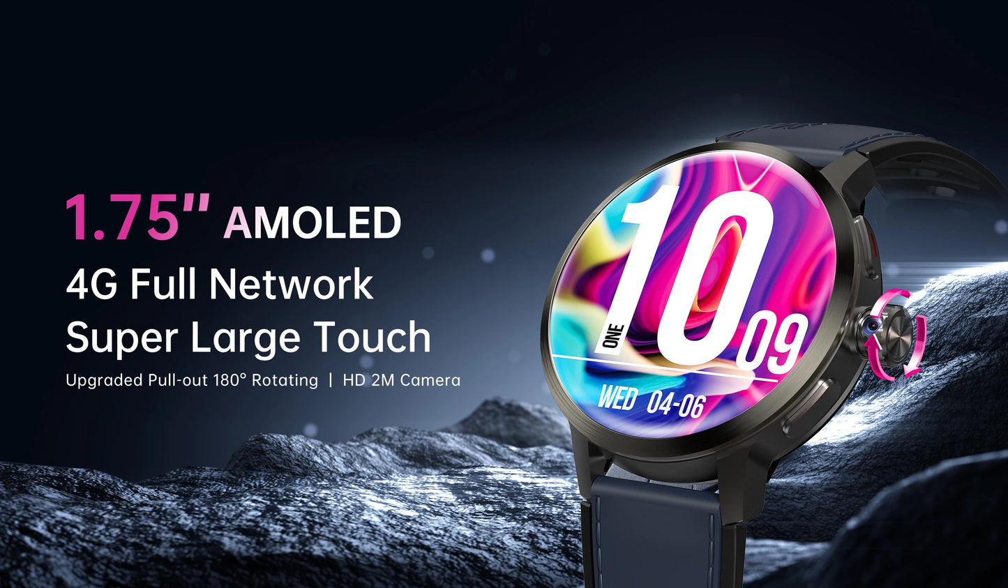 2025 Smart Watch 4G Android Sport Smartwatch 180° HD Rotating Camera 24H Heart Rate Track GPS Navigation IP67 Resistance DM82
