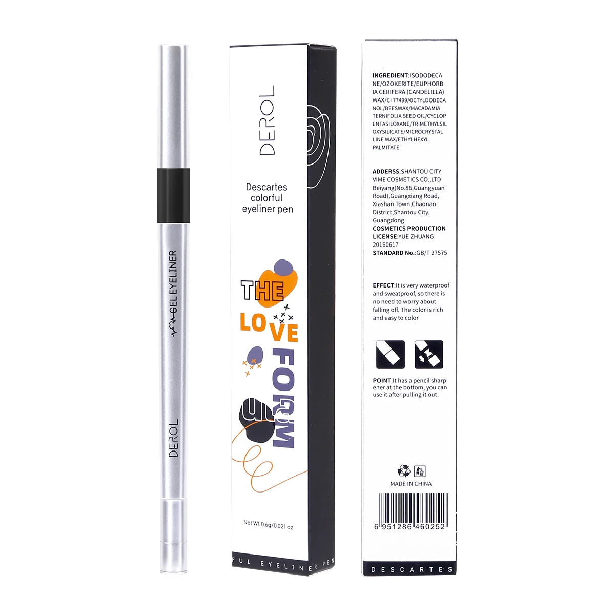 DEROL 6 Color Option Matte Eyeliner Gel Pencil Easy to Wear Colorful Red Blue Eye Liner Pen Cream Makeup Cosmetics