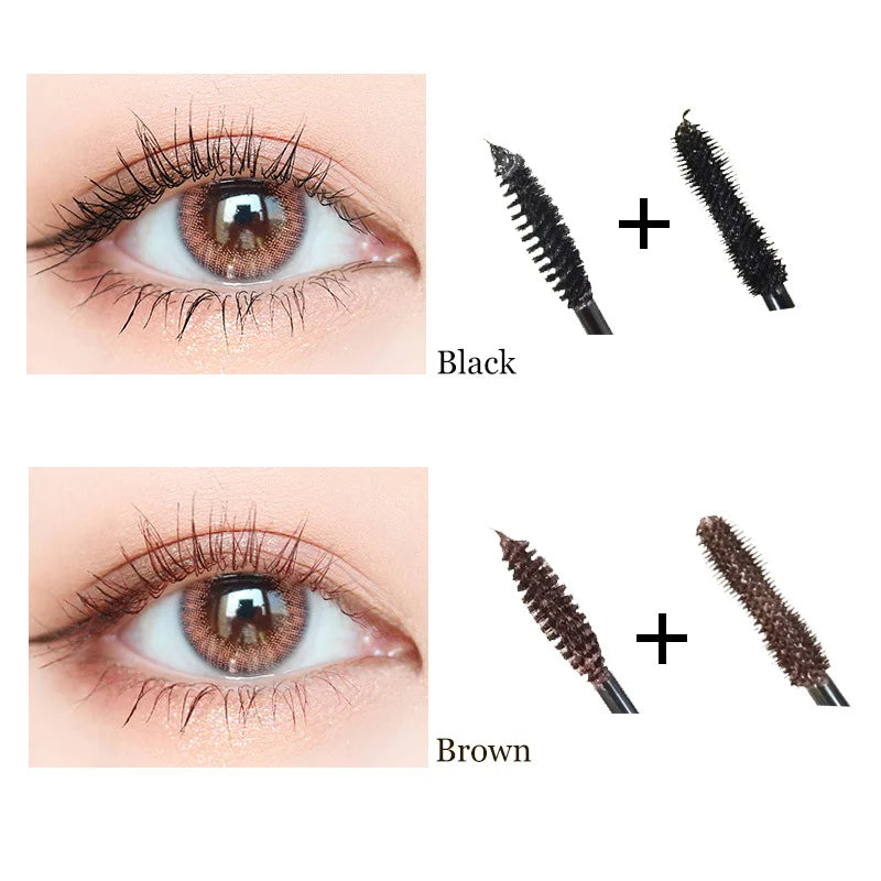 Double Head  Liquid Bulk Cosmetics Natural Eyelashes Own Brand Brown 3d Fiber Volume Waterproof 2in1 Riempimento Mascara