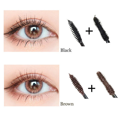 Double Head  Liquid Bulk Cosmetics Natural Eyelashes Own Brand Brown 3d Fiber Volume Waterproof 2in1 Riempimento Mascara