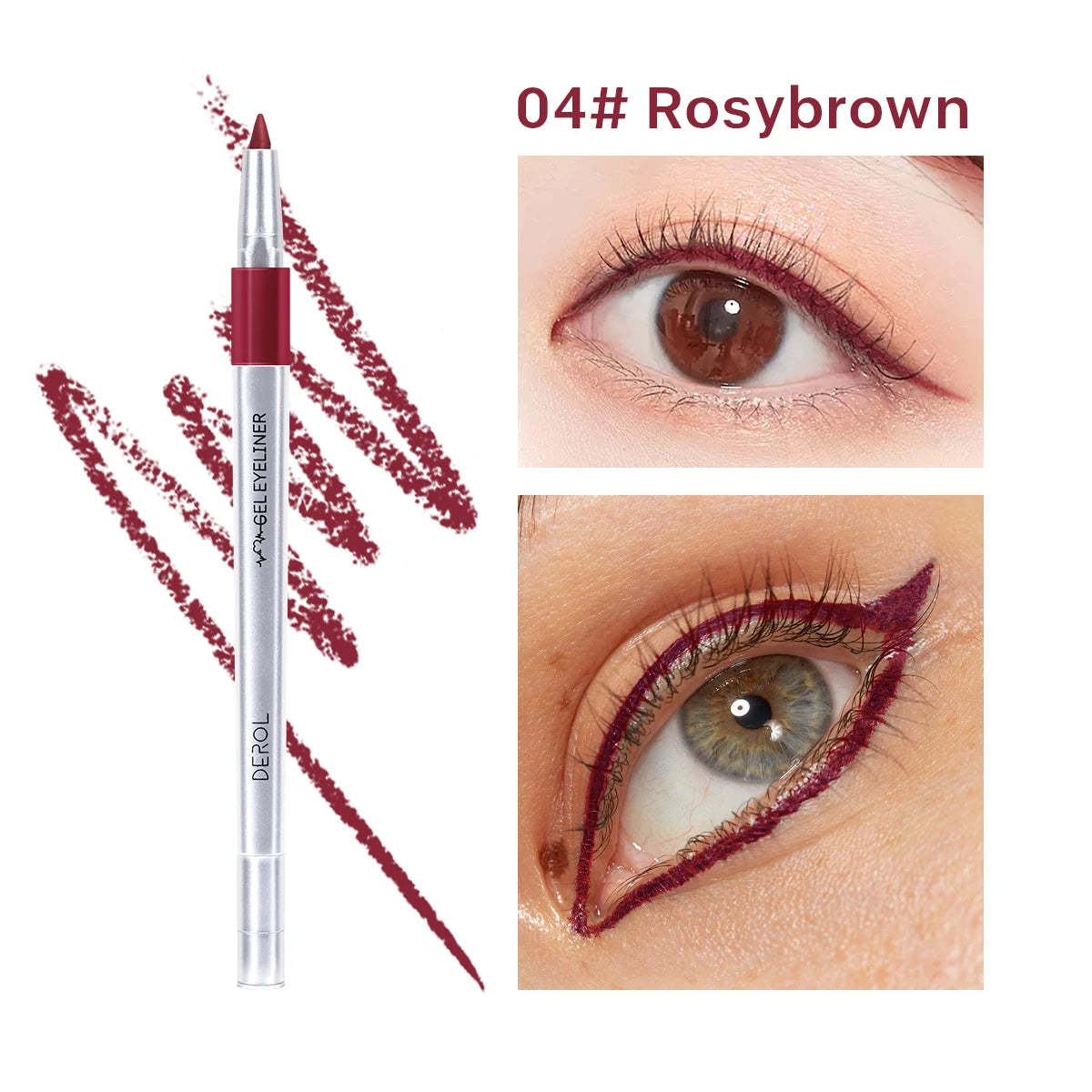 DEROL 6 Color Option Matte Eyeliner Gel Pencil Easy to Wear Colorful Red Blue Eye Liner Pen Cream Makeup Cosmetics