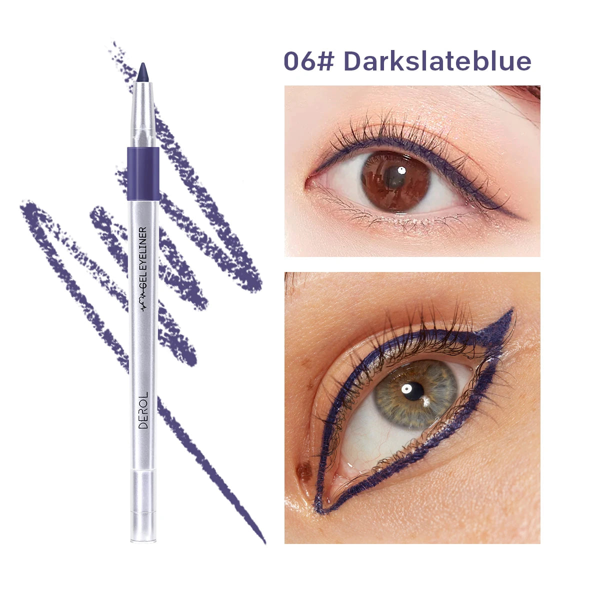 DEROL 6 Color Option Matte Eyeliner Gel Pencil Easy to Wear Colorful Red Blue Eye Liner Pen Cream Makeup Cosmetics