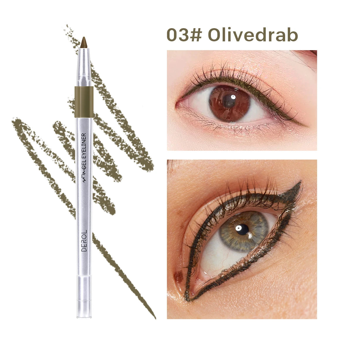 DEROL 6 Color Option Matte Eyeliner Gel Pencil Easy to Wear Colorful Red Blue Eye Liner Pen Cream Makeup Cosmetics