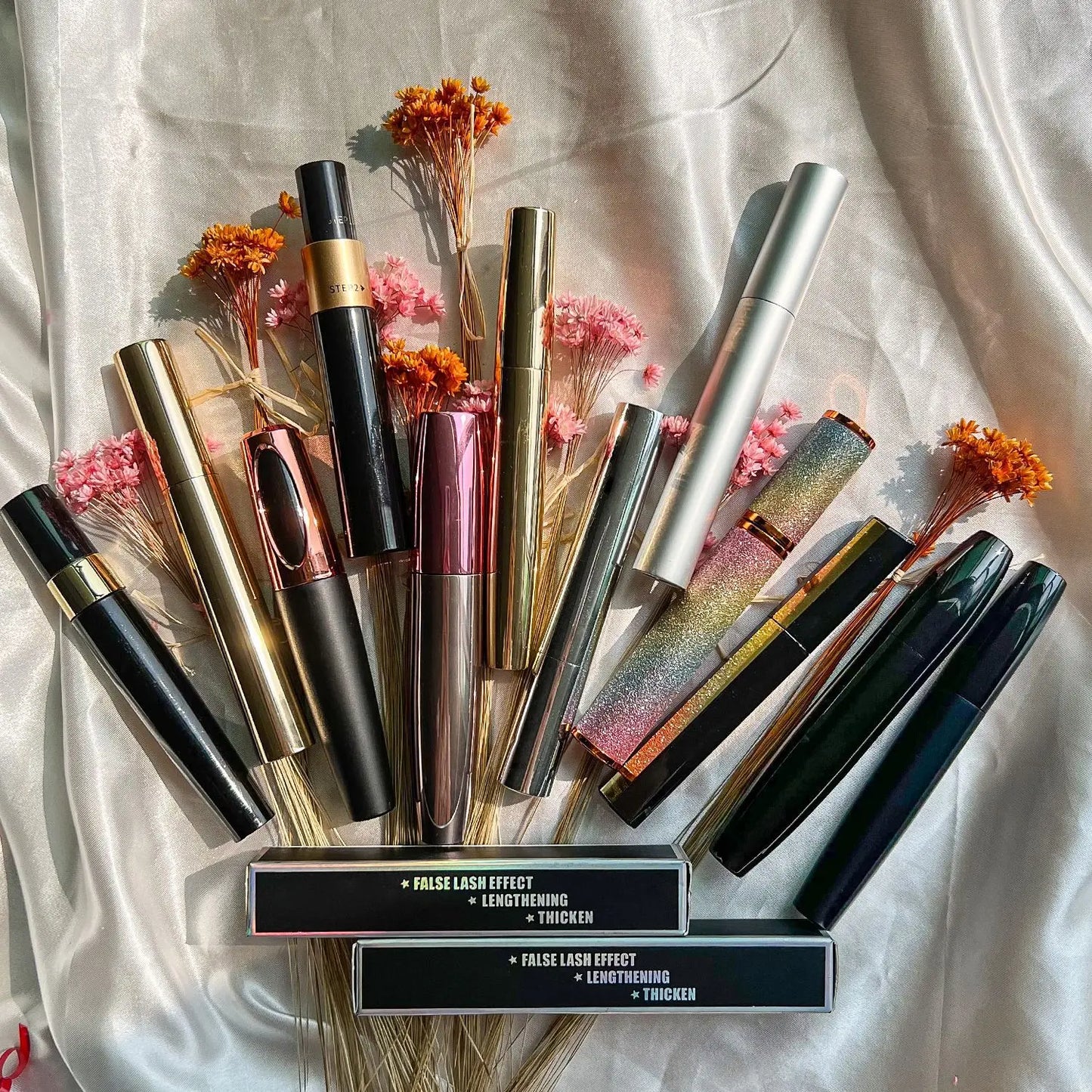 Double Head  Liquid Bulk Cosmetics Natural Eyelashes Own Brand Brown 3d Fiber Volume Waterproof 2in1 Riempimento Mascara