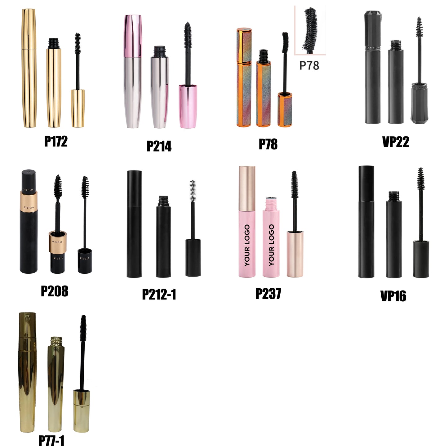 Double Head  Liquid Bulk Cosmetics Natural Eyelashes Own Brand Brown 3d Fiber Volume Waterproof 2in1 Riempimento Mascara