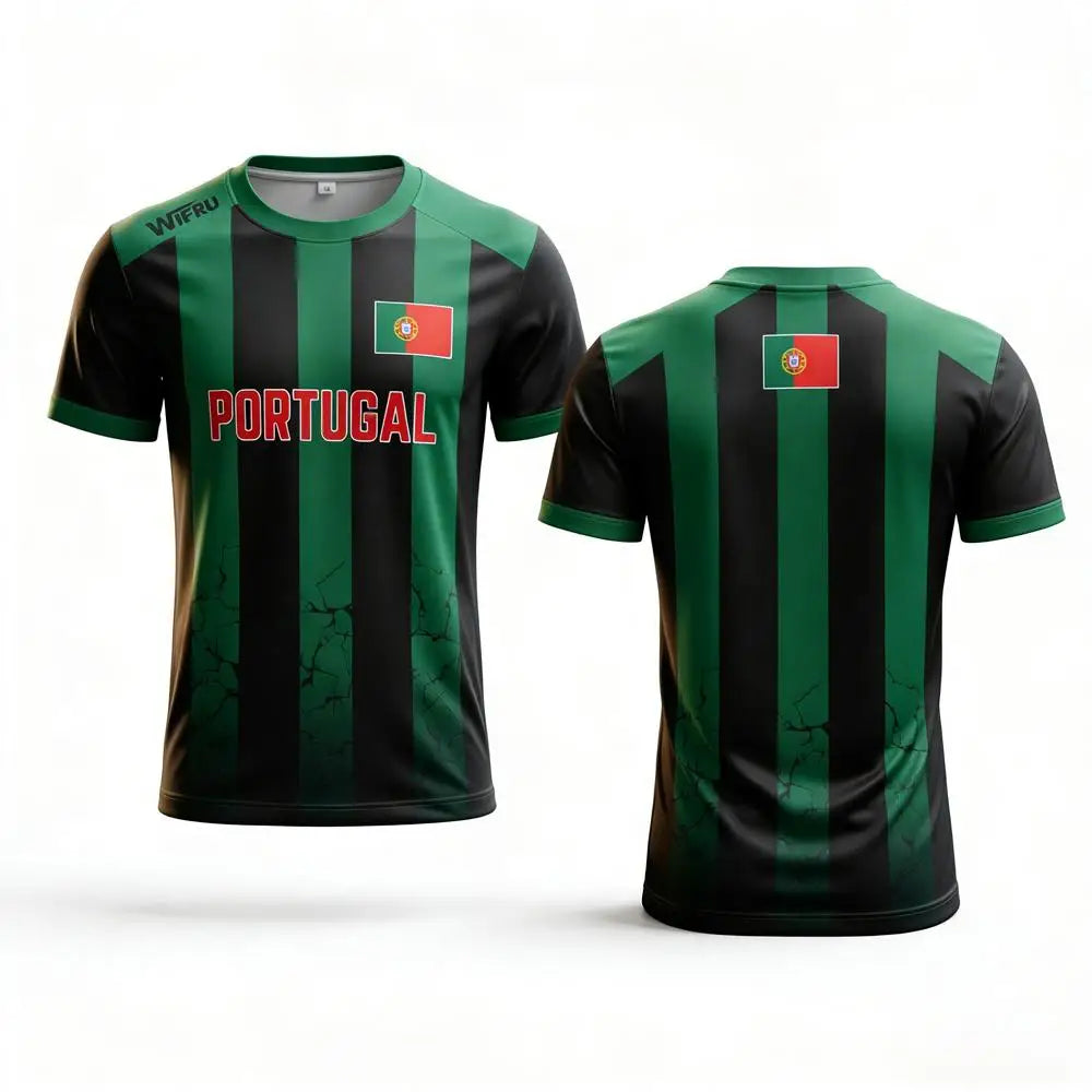 Portugal Flag 3D Printed Jersey Summer Outdoor Breathable Short-sleeved Football Training Top 2026 Men's Fan Gift T-shirt