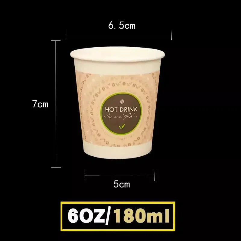 100pcs/pack 6oz 150ml Disposable Paper Cup Office Coffee Cup Paper Cup For Hot Drinking Party Supplies