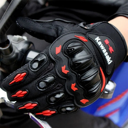New Kawasaki Summer Motorcycle Gloves Breathable Full Finger Outdoor Sports Protection bicycle Racing Riding Gloves