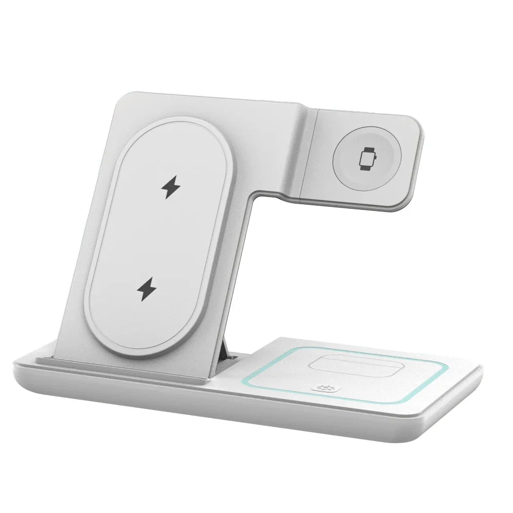 3 in 1 Wireless Charger Desk Stand For Samsung S24 S23 Galaxy Watch 2-8 Active 1 2 Buds Pro  Earphones LED Fast Charging Station
