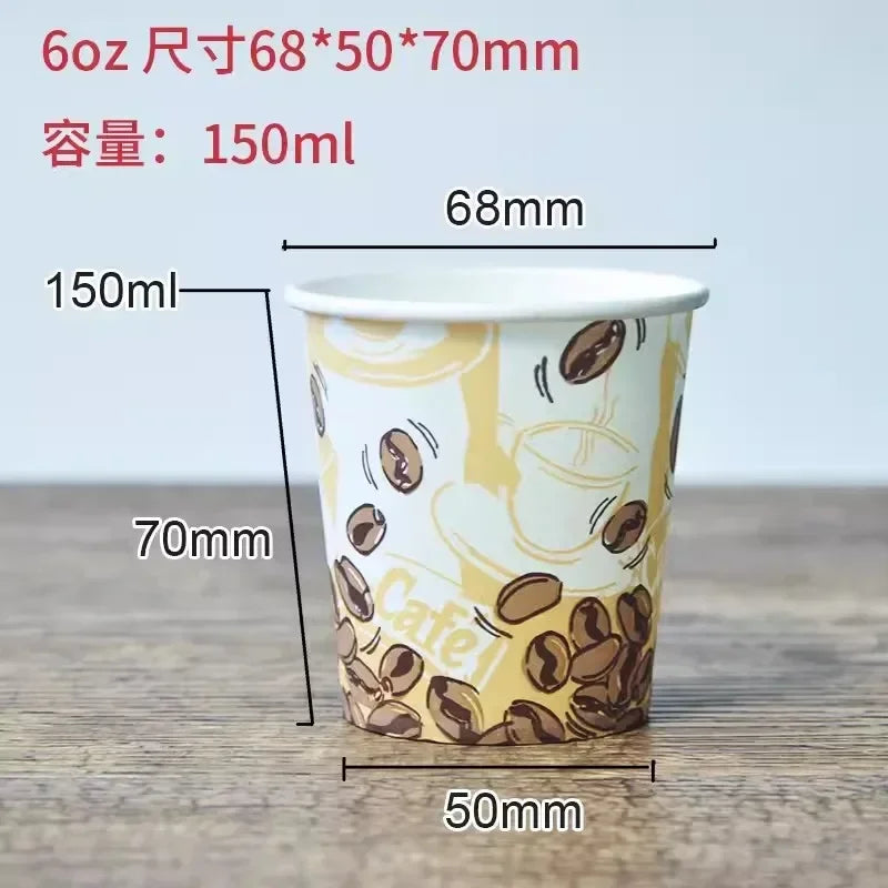 100pcs/pack 6oz 150ml Disposable Paper Cup Office Coffee Cup Paper Cup For Hot Drinking Party Supplies