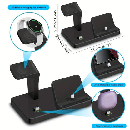 3 in 1 Type C Fast Charging Station Wireless Charger Stand For Galaxy Watch 6 5 Pro for Samsung S23 Ultra S22 S21 Xiaomi Huawei