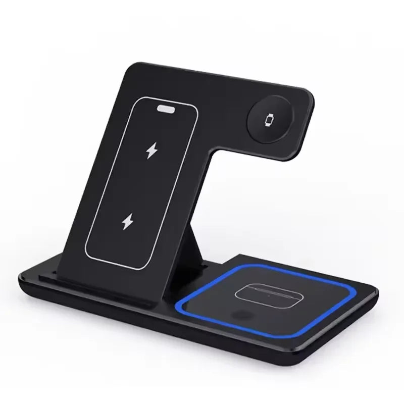 30W LED Fast Wireless Charger Stand  Foldable3 in 1 Charging Station For iPhone17- 11 Apple Watch 9 8 7 6 Airpods Pro
