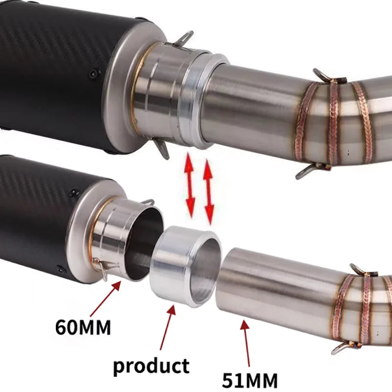 Convertisseur Adaptateur Échappement Moto 60mm → 51mm en Alliage d'Aluminium