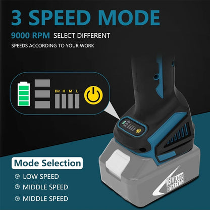 125mm Brushless Angle Grinder  3 Speed Polishing Cutting Machine Cordless Electric Angle Grinder Power Tool for Makita Battery