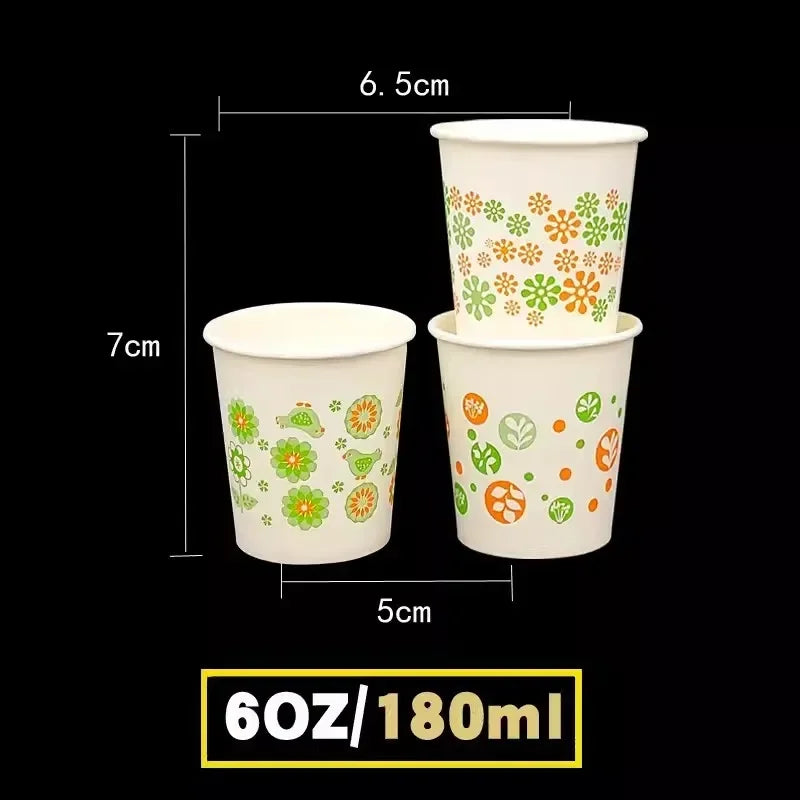 100pcs/pack 6oz 150ml Disposable Paper Cup Office Coffee Cup Paper Cup For Hot Drinking Party Supplies
