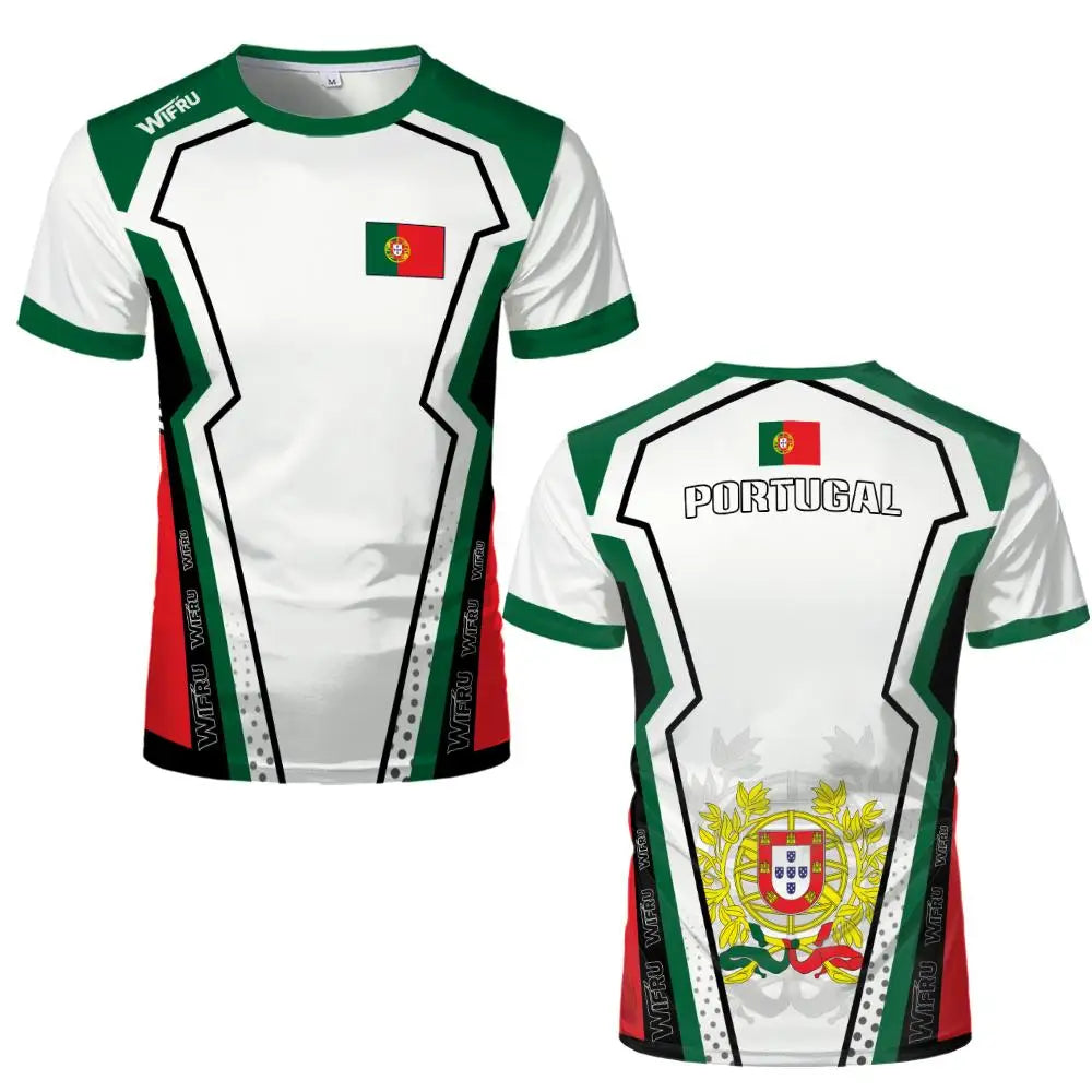 2026 New Portugal Flag Print Jersey Summer Outdoor Breathable Quick-drying Football Tee Men's And Women's Sporty Crew Neck Top