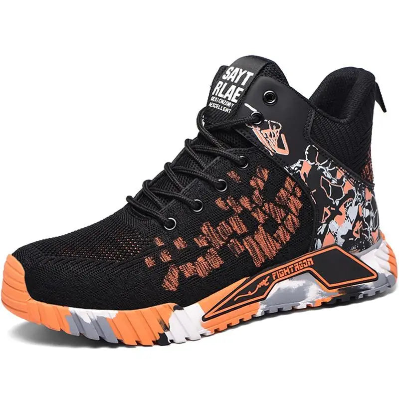 All Seasons Men's Safety Shoes Flying Woven Breathable Steel Toe Cap Impact Proof Puncture Mid Cut Sneakers Zapatos De Seguridad