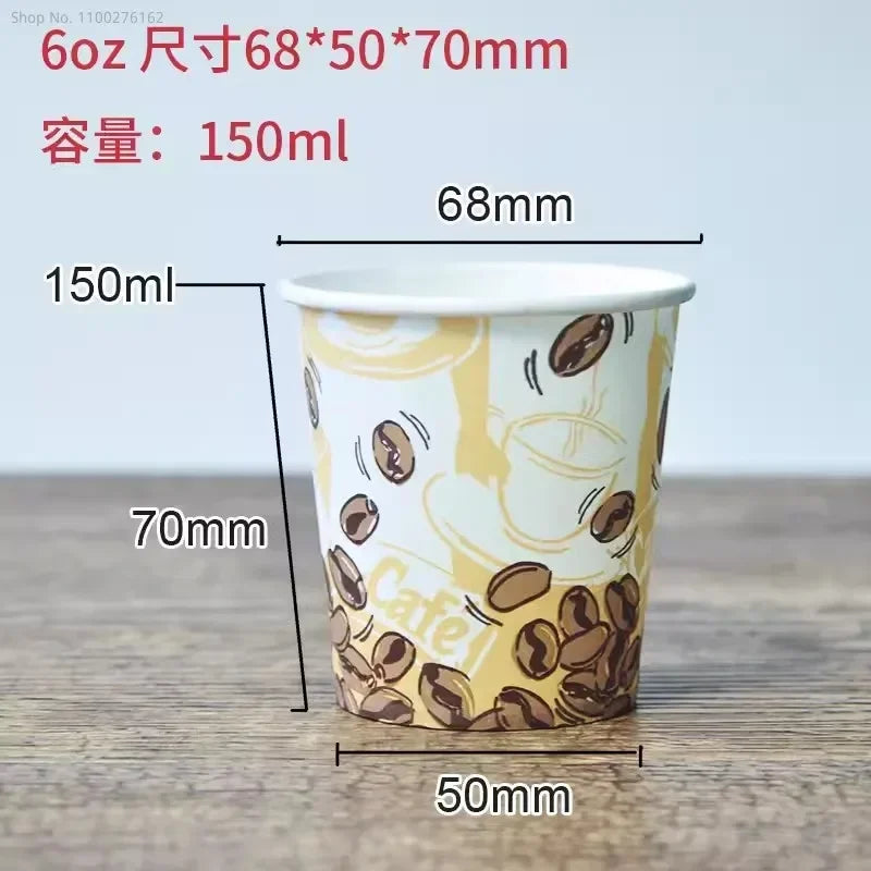 100pcs/pack 6oz 150ml Disposable Paper Cup Office Coffee Cup Paper Cup For Hot Drinking Party Supplies