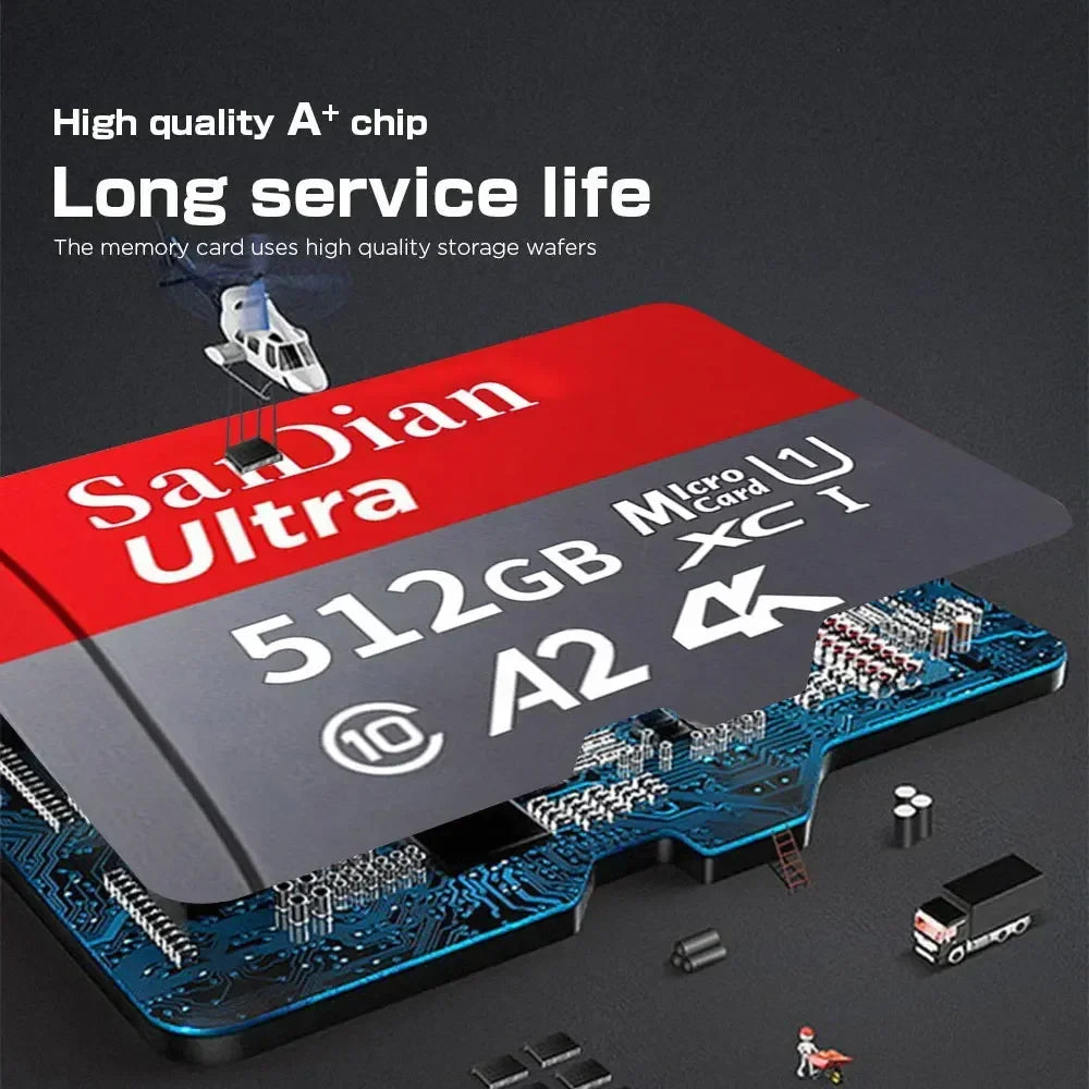 128GB USB Adapter SD Memory Card 256GB High Speed Micro TF Card Class 10 High Capacity for Mobile Phone Laptop PC Camera Mac