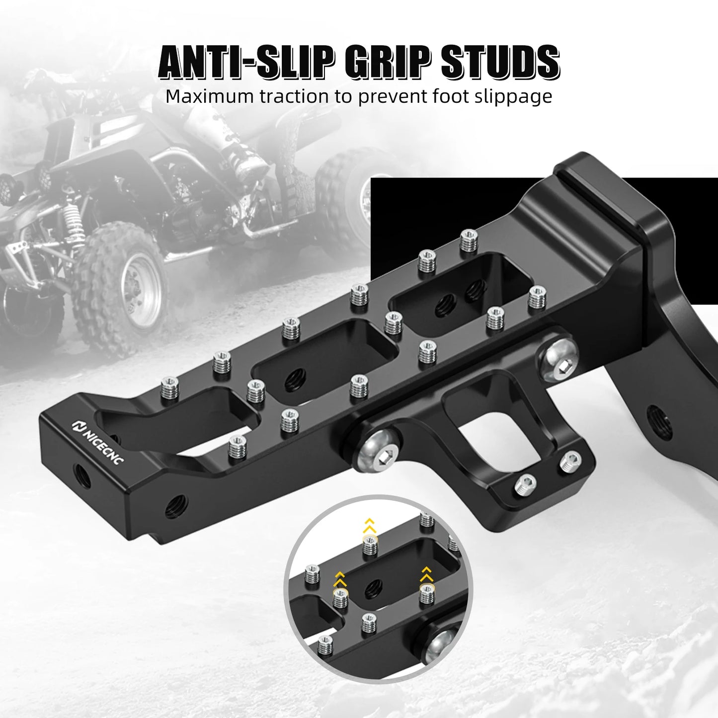 For Banshee 350 NICECNC Extended Wider Foot Pegs ATV For Yamaha Banshee 350 1987-2006 6061-T6 Aluminum 3GG-27411-01-00