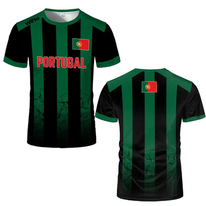 2026 New Portugal Flag Print Jersey Summer Outdoor Breathable Quick-drying Football Tee Men's And Women's Sporty Crew Neck Top