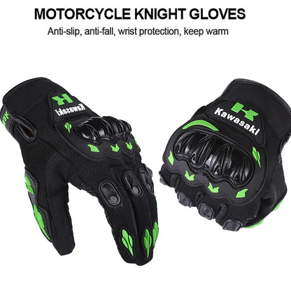 New Kawasaki Summer Motorcycle Gloves Breathable Full Finger Outdoor Sports Protection bicycle Racing Riding Gloves