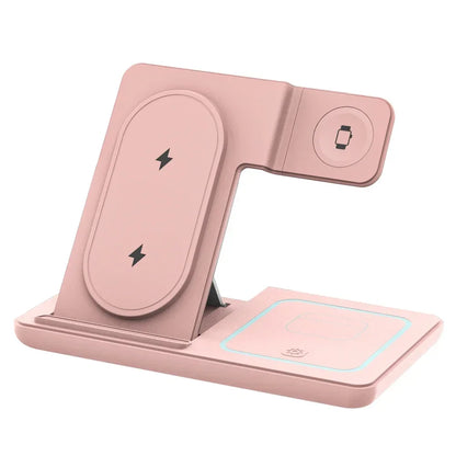 3 in 1 Wireless Charger Desk Stand For Samsung S24 S23 Galaxy Watch 2-8 Active 1 2 Buds Pro  Earphones LED Fast Charging Station