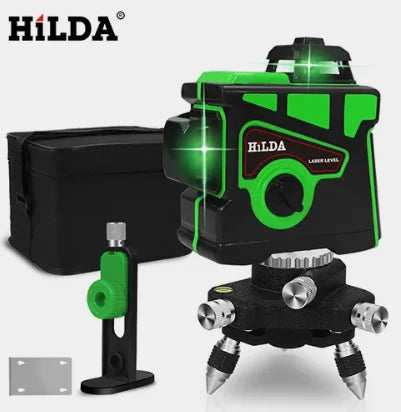 HILDA Laser Level 12 Lines 3D Level Self-Leveling 360 Horizontal And Vertical Cross Super Powerful Green Laser Level