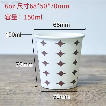 100pcs/pack 6oz 150ml Disposable Paper Cup Office Coffee Cup Paper Cup For Hot Drinking Party Supplies