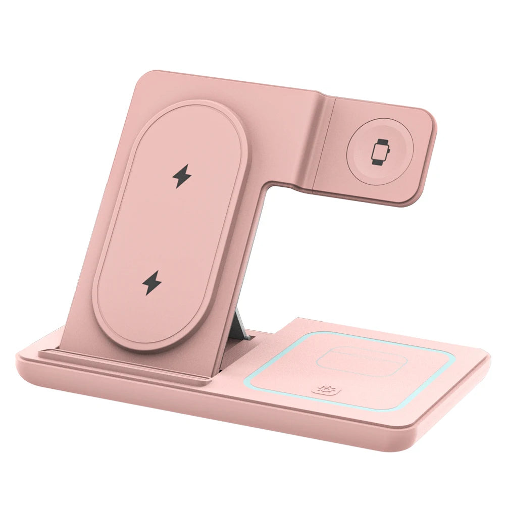 LED Wireless Charger Foldable Phone Stand For Samsung S25 S24 S23 Galaxy Watch 2-8 Active 2 Buds Pro Fast Charging Station