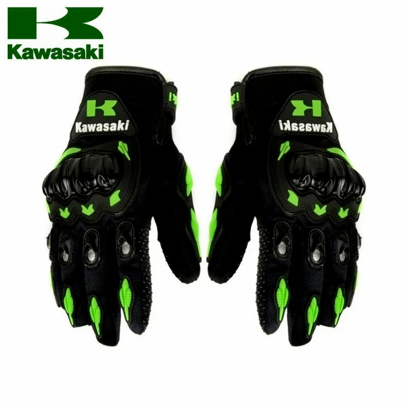 New Kawasaki Summer Motorcycle Gloves Breathable Full Finger Outdoor Sports Protection bicycle Racing Riding Gloves