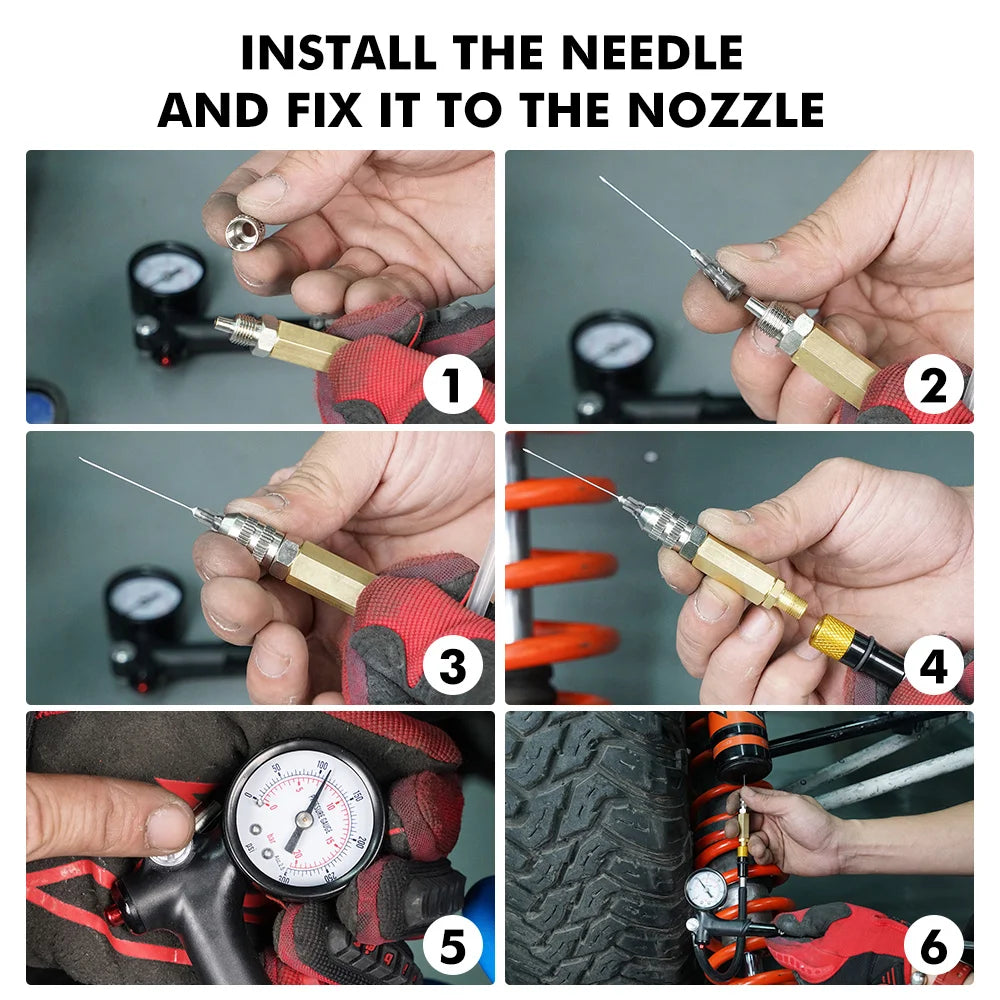 Kit Remplissage Azote Amortisseurs UTV – Aiguille + Pompe 300psi + Manomètre – Polaris, Yamaha, KTM, FOX
