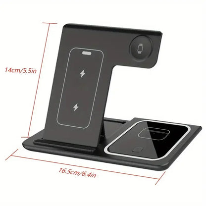 30W LED Fast Wireless Charger Stand  Foldable3 in 1 Charging Station For iPhone17- 11 Apple Watch 9 8 7 6 Airpods Pro