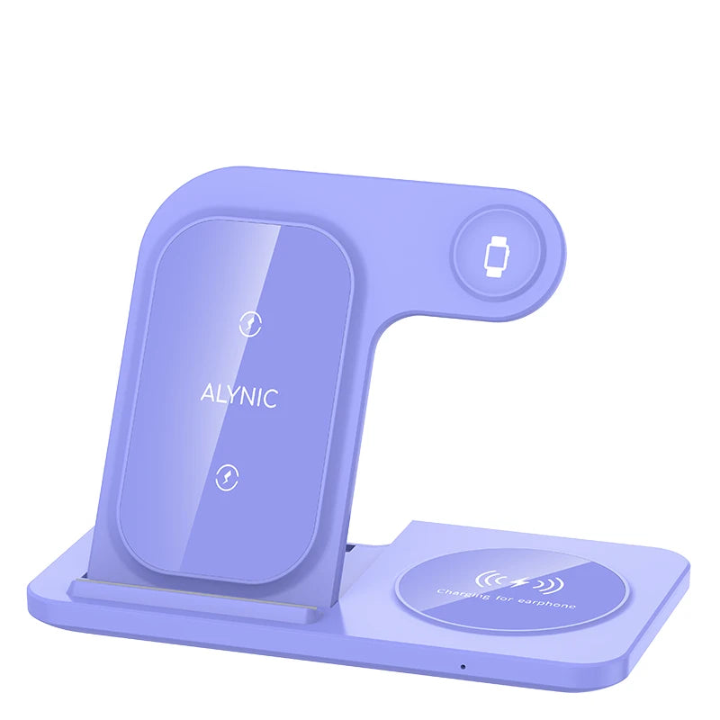Desk Fast Wireless Charger Stand Pad Foldable Fast Charging Station Dock for iPhone 16 15 14 13 12 Pro Max Apple Watch Airpods
