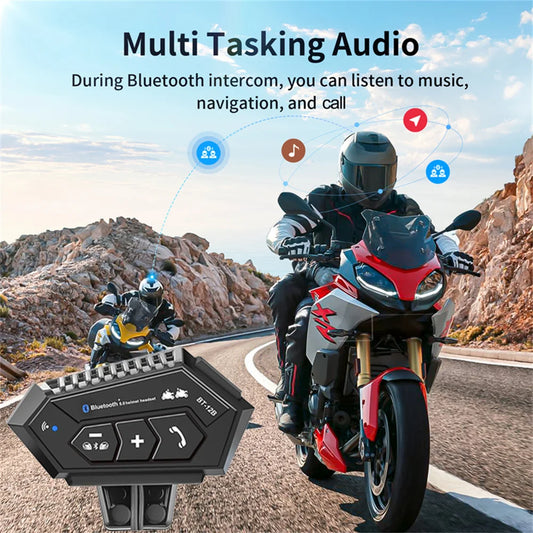 300m Motorcycle Helmet Intercom Bluetooth Headset Waterproof Wireless Handsfree Call Music Player Voice Assitant 1000mAh Battery