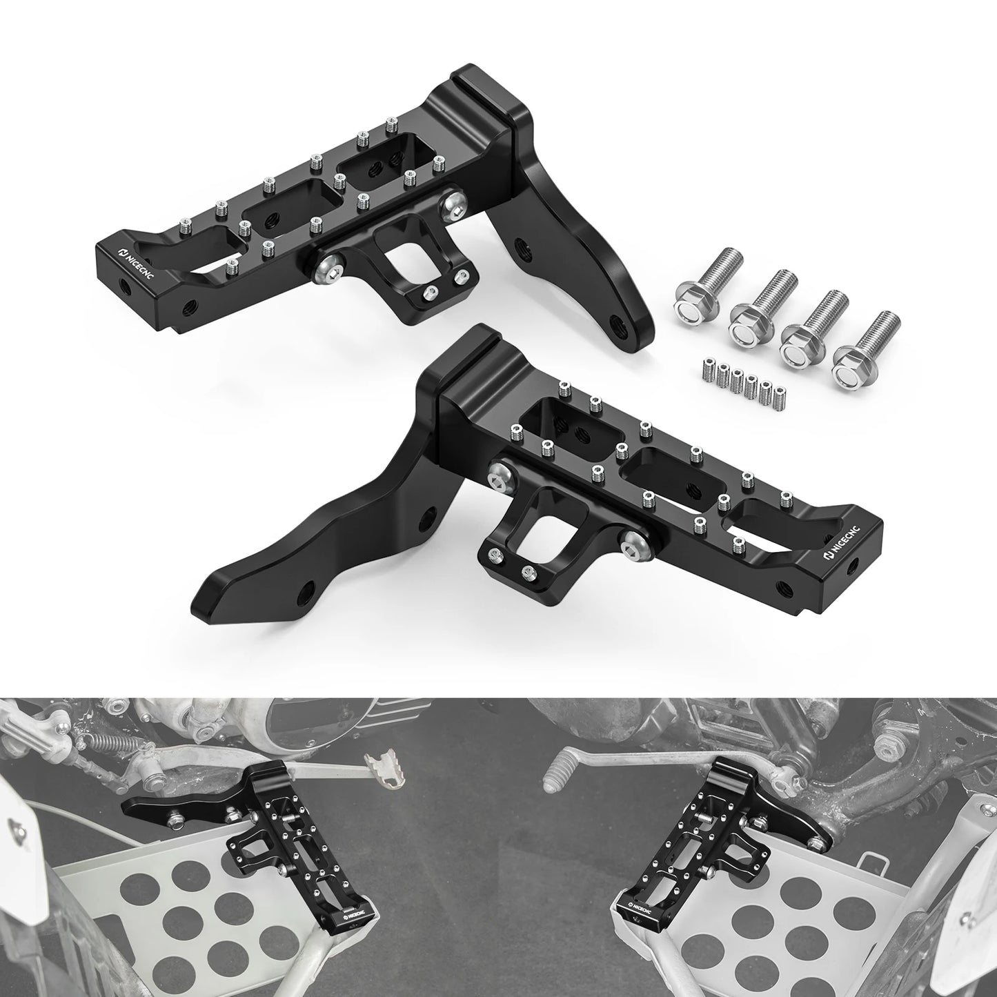 For Banshee 350 NICECNC Extended Wider Foot Pegs ATV For Yamaha Banshee 350 1987-2006 6061-T6 Aluminum 3GG-27411-01-00