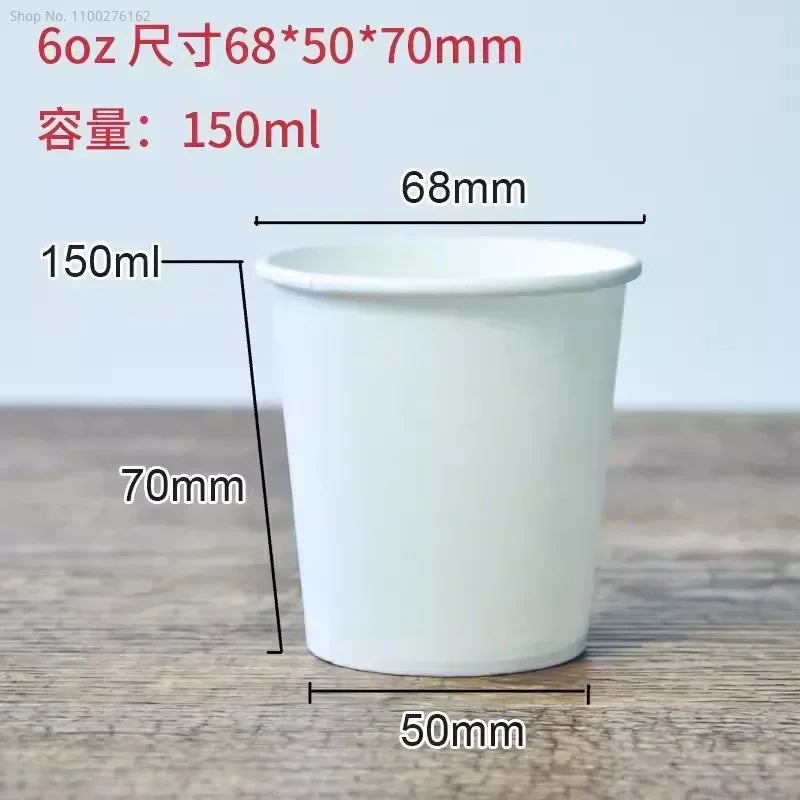 100pcs/pack 6oz 150ml Disposable Paper Cup Office Coffee Cup Paper Cup For Hot Drinking Party Supplies