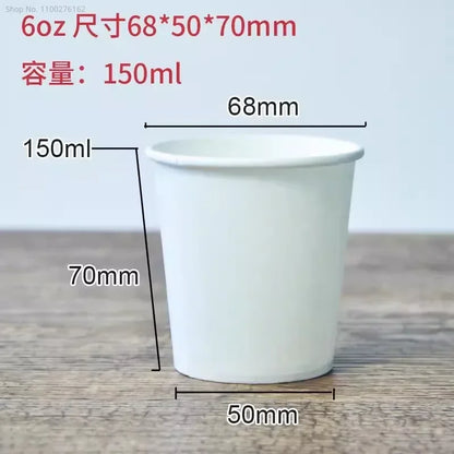 100pcs/pack 6oz 150ml Disposable Paper Cup Office Coffee Cup Paper Cup For Hot Drinking Party Supplies