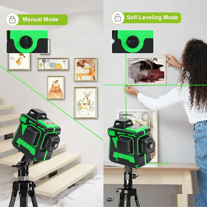 HILDA Laser Level 12 Lines 3D Level Self-Leveling 360 Horizontal And Vertical Cross Super Powerful Green Laser Level