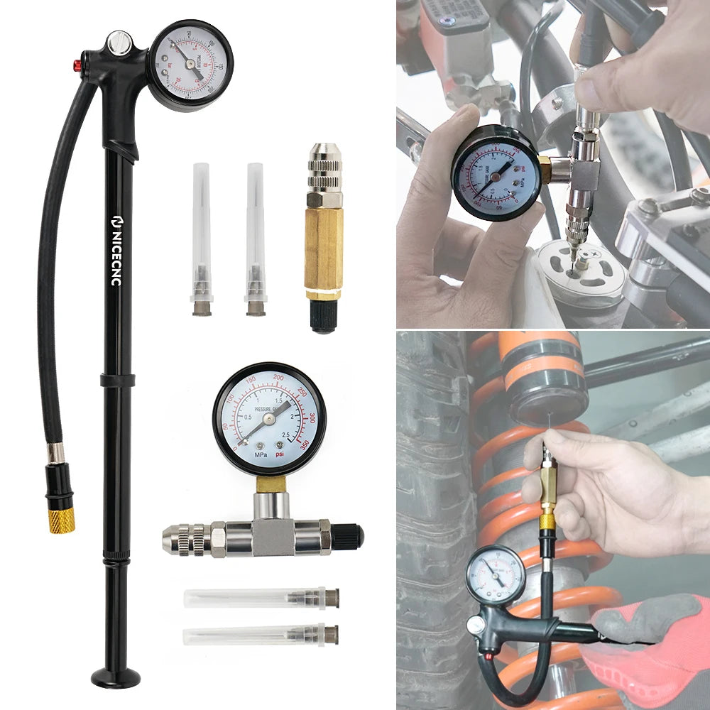 Kit Remplissage Azote Amortisseurs UTV – Aiguille + Pompe 300psi + Manomètre – Polaris, Yamaha, KTM, FOX