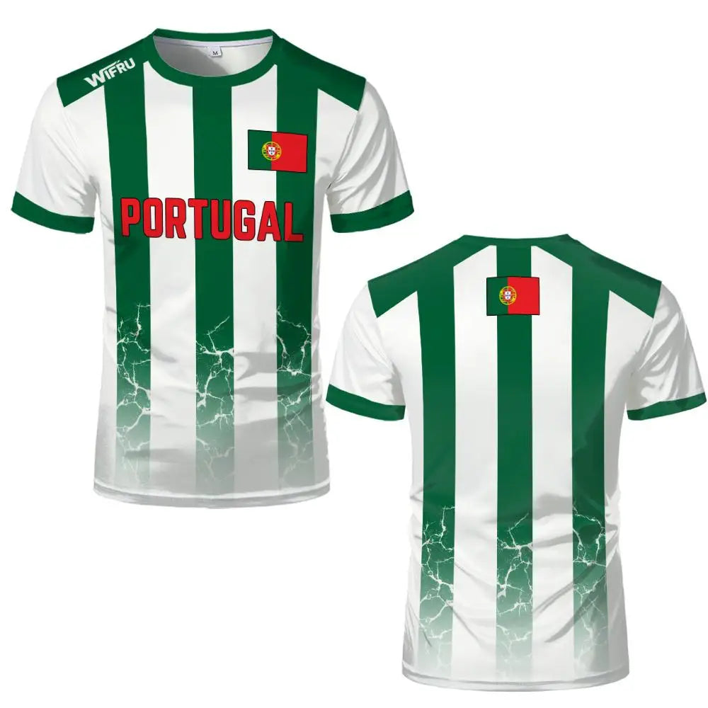 2026 New Portugal Flag Print Jersey Summer Outdoor Breathable Quick-drying Football Tee Men's And Women's Sporty Crew Neck Top