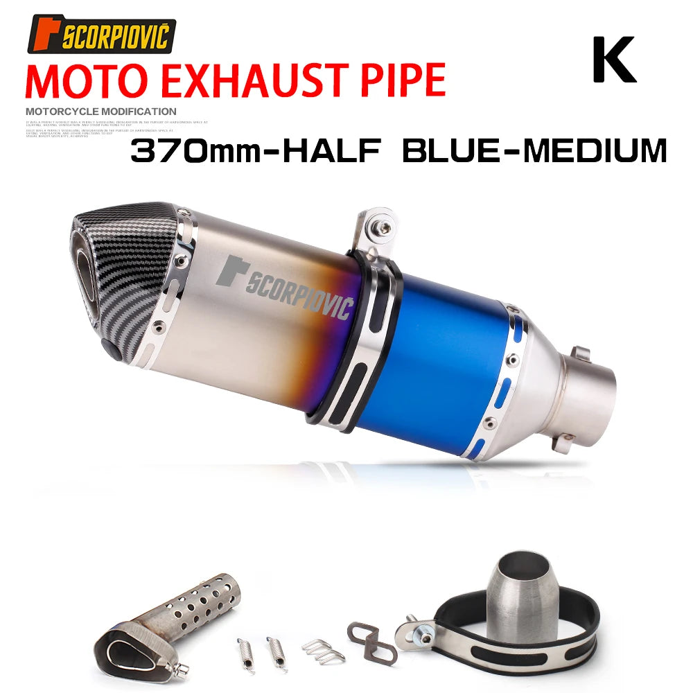 38-51mm Full Exhaust System Muffler Tailpipe Rear Pipe Universal Pipe with DB Killer 370mm