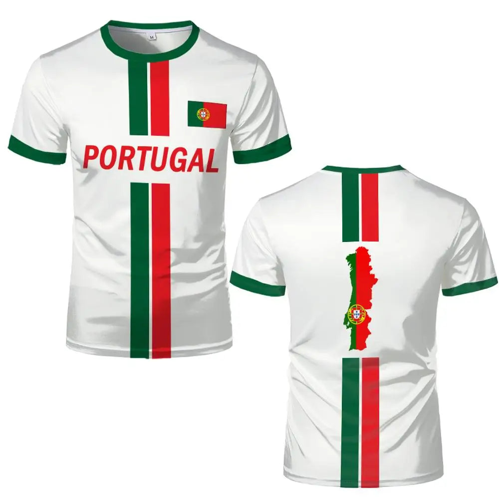 2026 New Portugal Flag Print Jersey Summer Outdoor Breathable Quick-drying Football Tee Men's And Women's Sporty Crew Neck Top