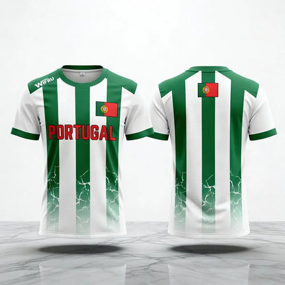 Portugal Flag 3D Printed Jersey Summer Outdoor Breathable Short-sleeved Football Training Top 2026 Men's Fan Gift T-shirt
