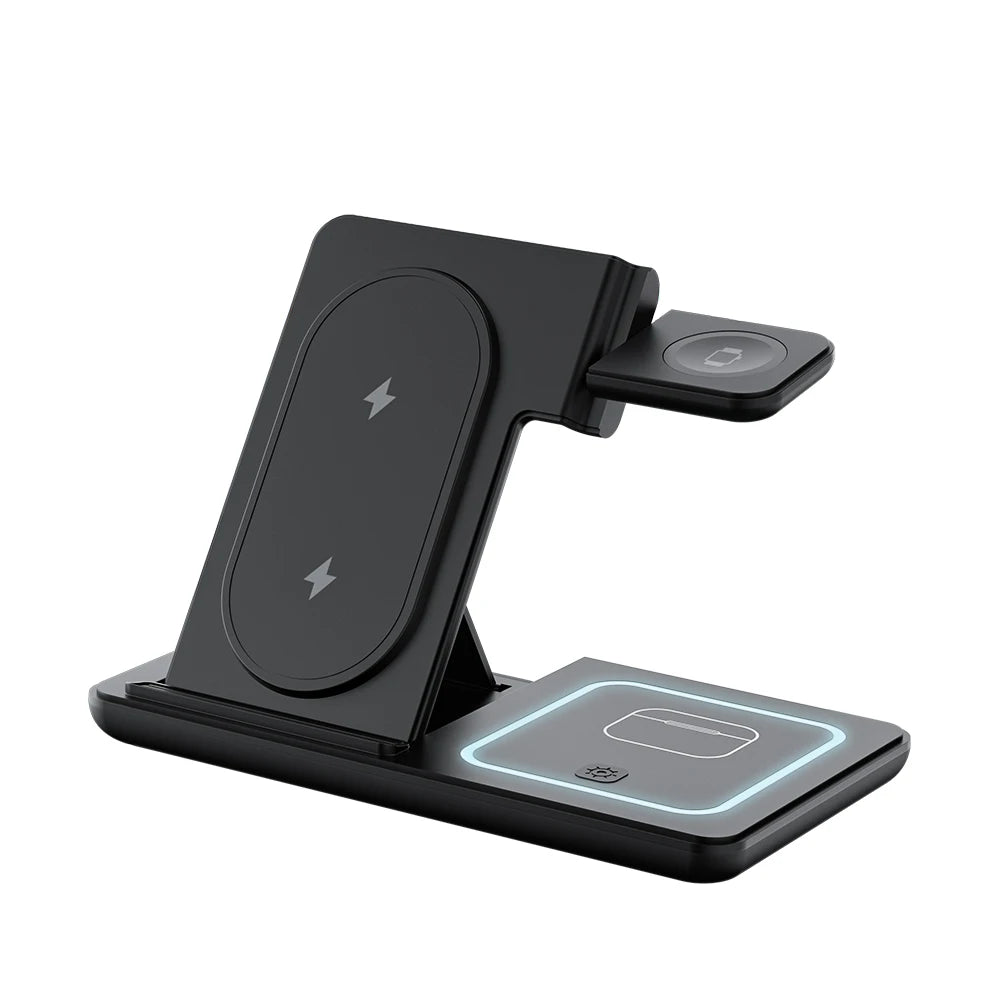 LED Wireless Charger Foldable Phone Stand For Samsung S25 S24 S23 Galaxy Watch 2-8 Active 2 Buds Pro Fast Charging Station