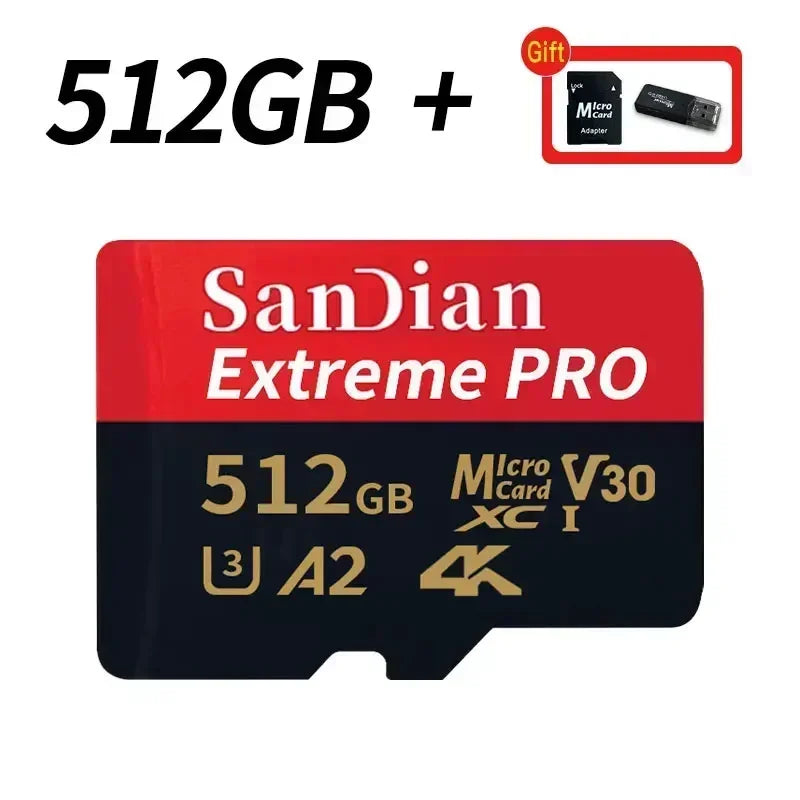 128GB USB Adapter SD Memory Card 256GB High Speed Micro TF Card Class 10 High Capacity for Mobile Phone Laptop PC Camera Mac