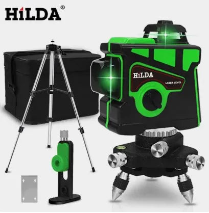 HILDA Laser Level 12 Lines 3D Level Self-Leveling 360 Horizontal And Vertical Cross Super Powerful Green Laser Level