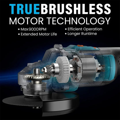 125mm Brushless Angle Grinder  3 Speed Polishing Cutting Machine Cordless Electric Angle Grinder Power Tool for Makita Battery